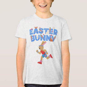 Fast & Fierce Runner Bunny Kids Unisex  Tri-Blend Shirt