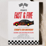 Fast & Five Red Flame Race Car 5th Birthday Party Invitation<br><div class="desc">This is a Fast & Five Red Flame Race Car 5th Birthday Party Invitation!</div>