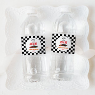 Fast & Five Red Flame Race Car 5th Birthday Party Water Bottle Label