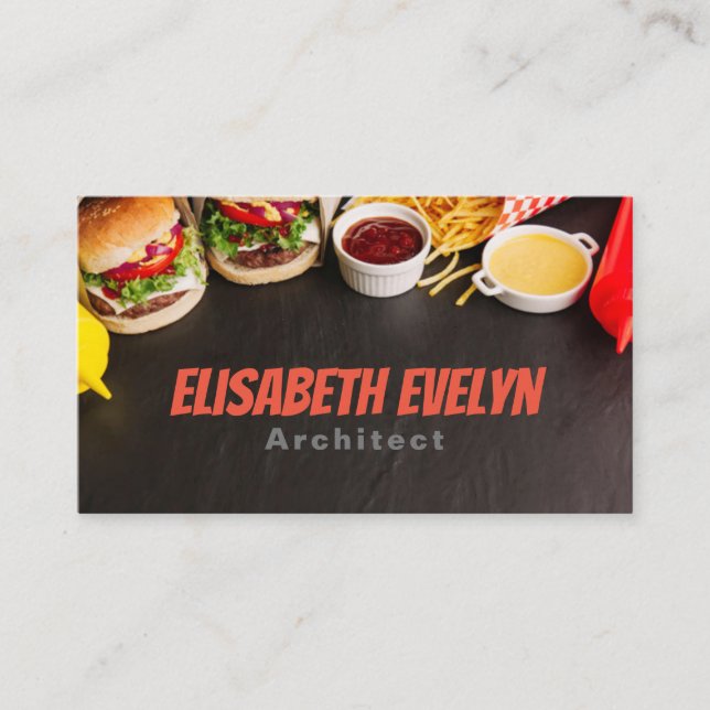 Fast food and space on bottom business card (Front)