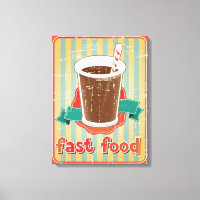 Fast food background with drink in retro style