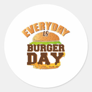 Fast Food Burger Cheese Funny Eat Foodie Gift Classic Round Sticker