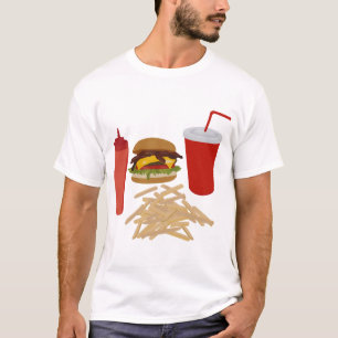 Fast Food Burger Fries Illustration T-Shirt