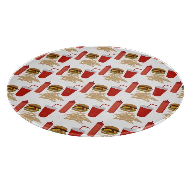 Fast Food Burger Fries Pattern BBQ Cutting Board (Corner)