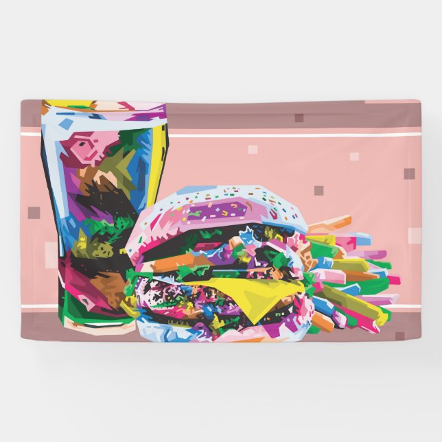 Fast food burger pop art banner (Horizontal)
