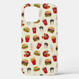 Fast Food Burgers, Fries, Sundaes iPhone 12 Case