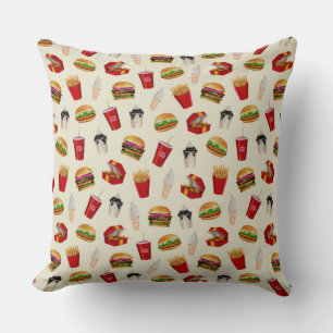 Fast Food Burgers, Fries, Sundaes Cushion