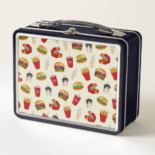 Fast Food Burgers, Fries, Sundaes Metal Lunch Box
