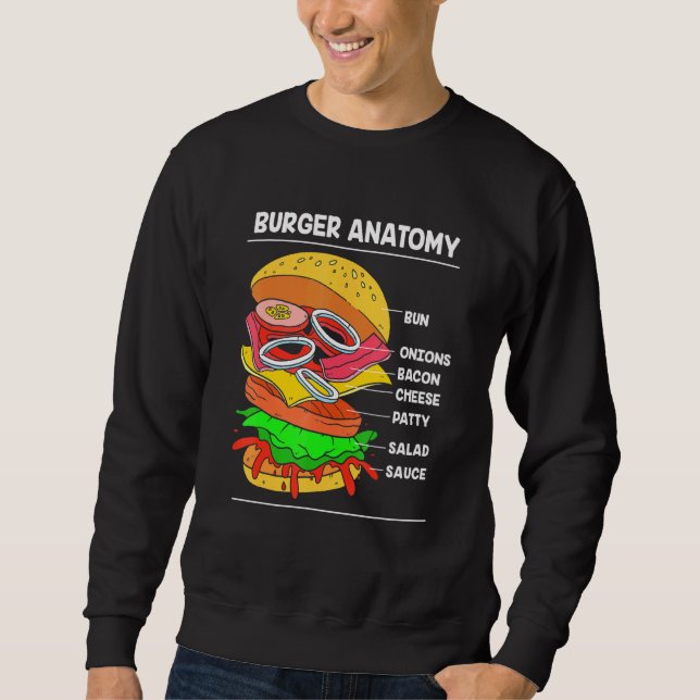 Fast Food Cheeseburger Anatomy Of A Burger Sweatshirt (Front)