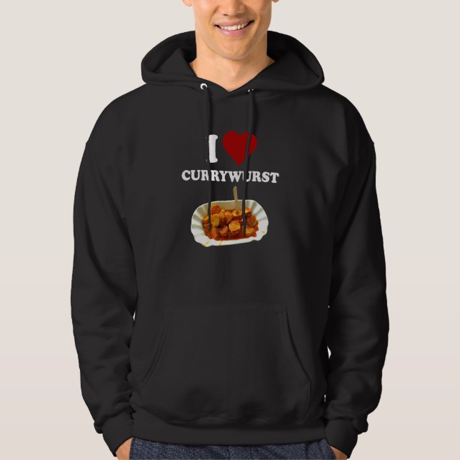 Fast Food Curry Graphic Classic I Love Currywurst Hoodie (Front)