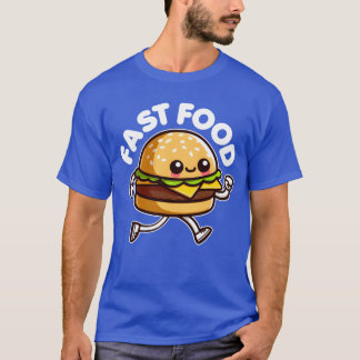 Fast Food Cute Burger Running Funny Junk Food fami T-Shirt