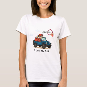 Fast Food Delivery Driver  Cartoon Design T-Shirt