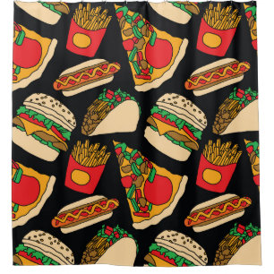 Fast Food Fiesta: Vintage Pattern Isolation Shower Curtain