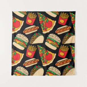 Fast Food Fiesta: Vintage Pattern Isolation Tapestry