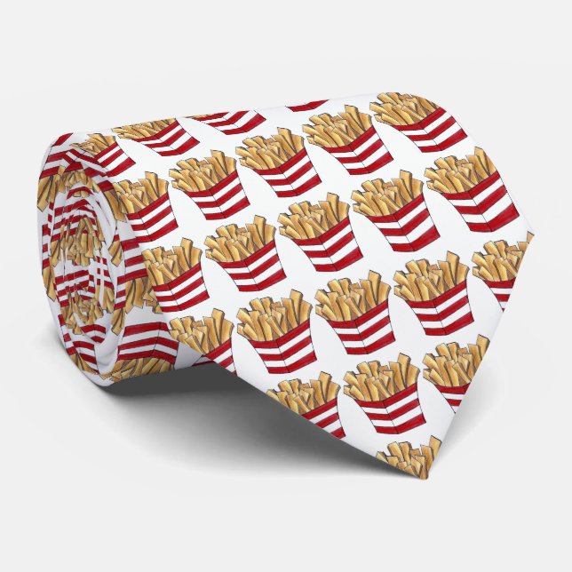 Fast Food French Fries Fry Foodie Red White Tie (Rolled)
