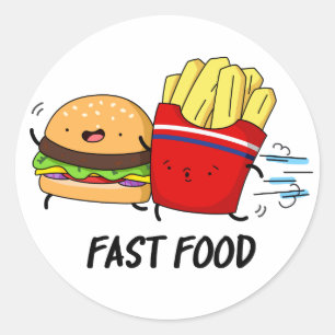 Fast Food Funny Burger And Fries Pun Classic Round Sticker