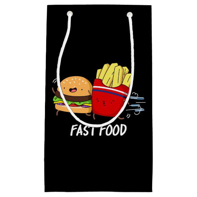 Fast Food Funny Burger And Fries Pun Dark BG Small Gift Bag (Front)