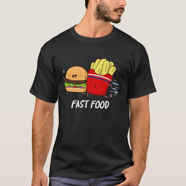 Fast Food Funny Burger And Fries Pun Dark BG T-Shirt (Front)