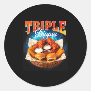 Fast Food Hamburger Chicken Nugget Foodie Triple A Classic Round Sticker