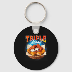 Fast Food Hamburger Chicken Nugget Foodie Triple A Key Ring