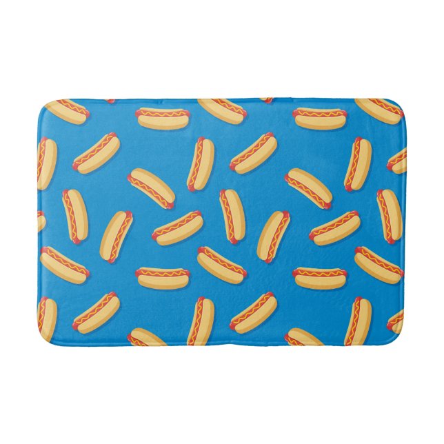 Fast Food Hotdogs Pattern Bath Mat (Front)