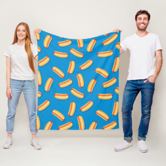 Fast Food Hotdogs Pattern Fleece Blanket