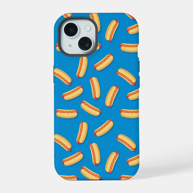 Fast Food Hotdogs Pattern iPhone 15 Case (Back)