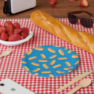 Fast Food Hotdogs Pattern Paper Plate
