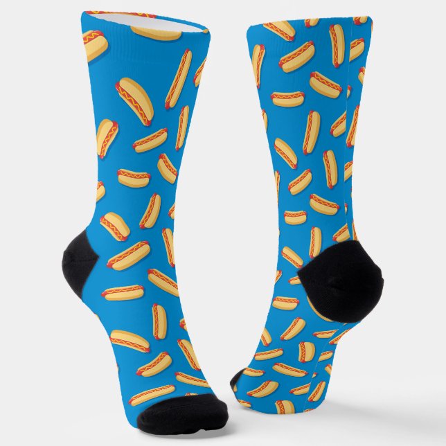 Fast Food Hotdogs Pattern Socks (Angled)