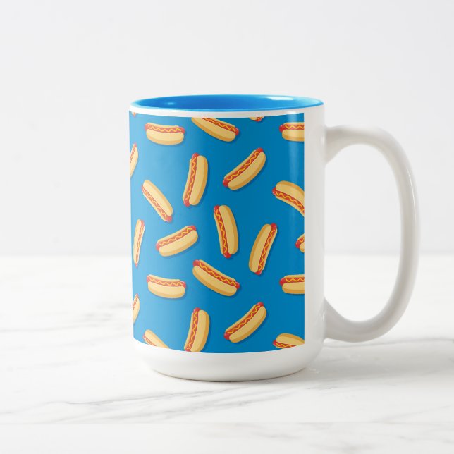Fast Food Hotdogs Pattern Two-Tone Coffee Mug (Right)