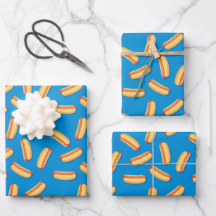 Fast Food Hotdogs Pattern Wrapping Paper Sheet