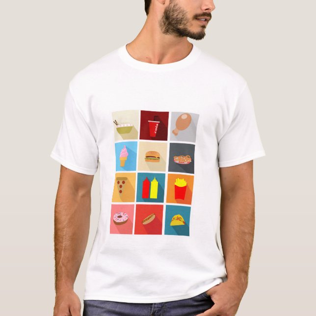 Fast Food Icons T-Shirt (Front)