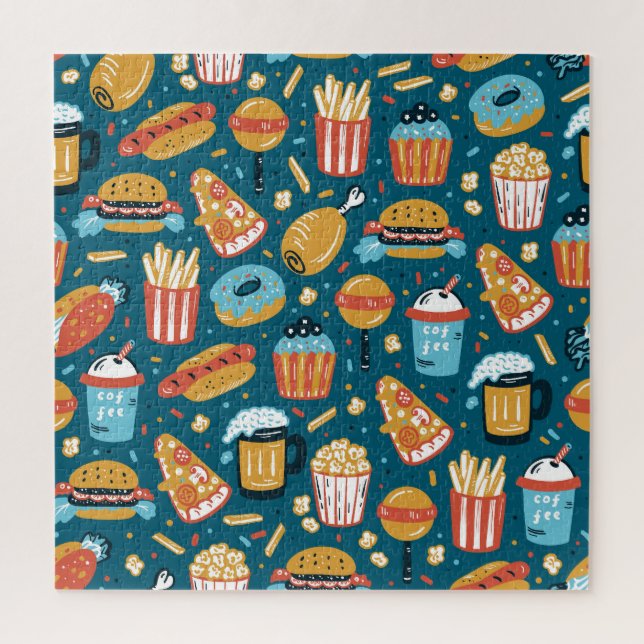 Fast Food Icons: Vintage Doodles Jigsaw Puzzle (Vertical)
