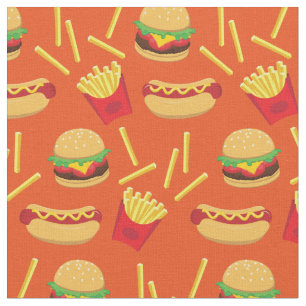 Fast Food Junk Burger Fries Hot Dog Fabric