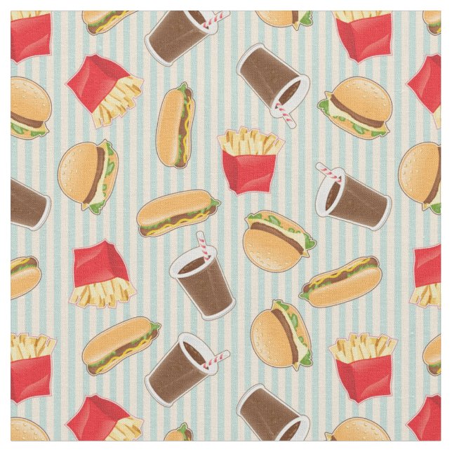 Fast Food Pattern 2 Fabric (Close Up)