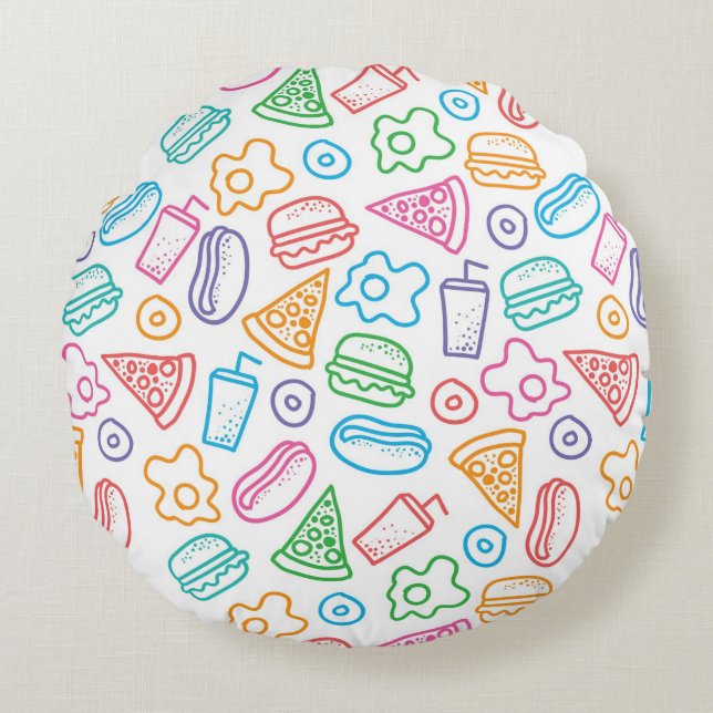 Fast food pattern 2 round cushion (Front)
