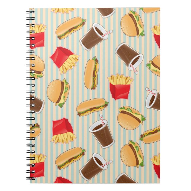 Fast Food Pattern 2 Spiral Notebook (Front)
