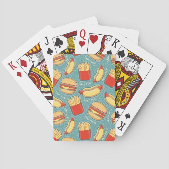 Fast Food Pattern 3 Playing Cards (Back)