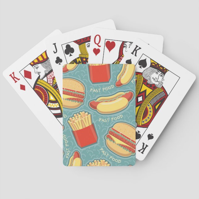 Fast Food Pattern 3 Playing Cards (Back)