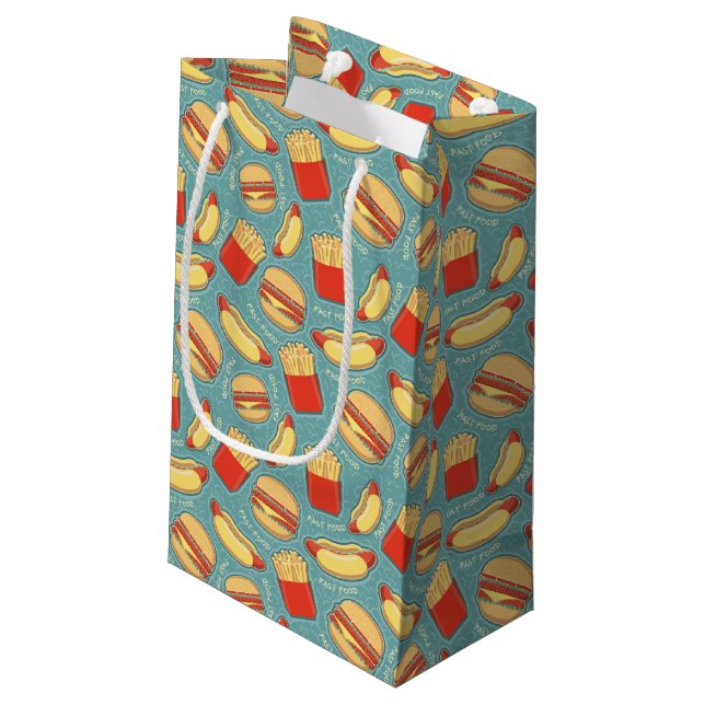 Fast Food Pattern 3 Small Gift Bag (Back Angled)
