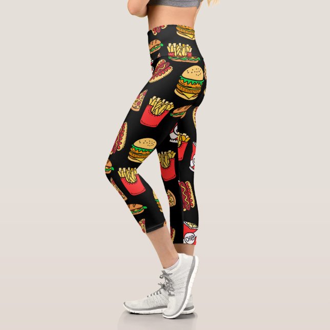 Fast Food Pattern Capri Leggings (Left)