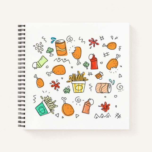 Fast Food Pattern Square Notebook (Front)