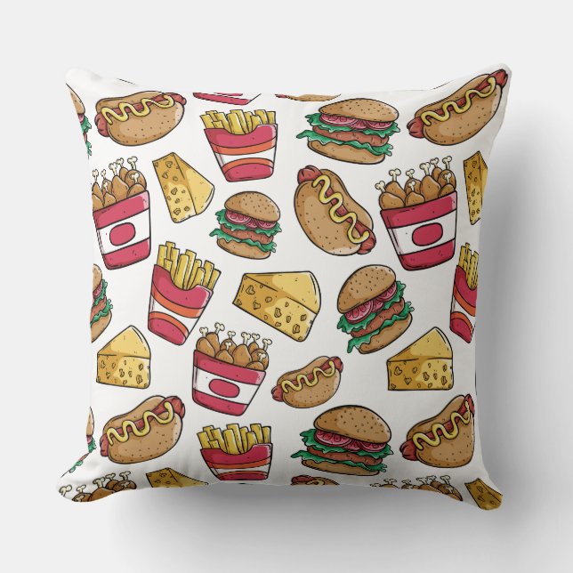Fast Food Pattern throw pillows (Front)