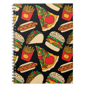 fast food pizza burger hotdog french fries tacos s notebook