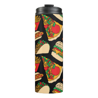 fast food pizza burger hotdog french fries tacos s thermal tumbler