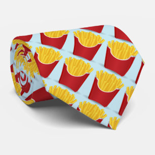 Fast food, potato chips with blue background tie