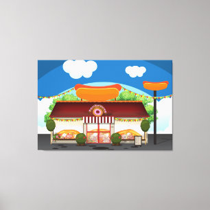 Fast Food Restaurant Cartoon Canvas Print