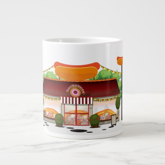 Fast Food Restaurant Cartoon Large Coffee Mug (Front)