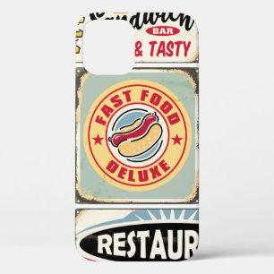 Fast food restaurants and diners retro signs colle iPhone 12 case