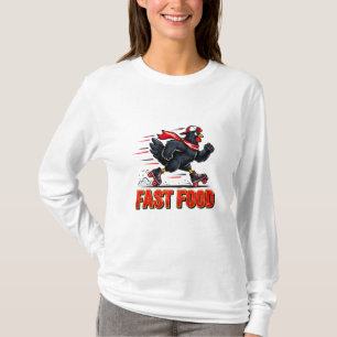 Fast Food Roller Skating Chicken Graphic T-Shirt
